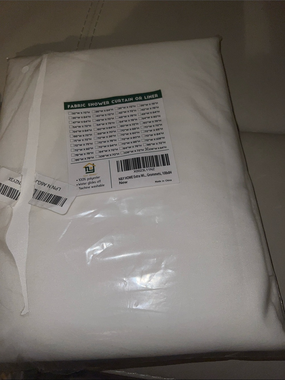 White Fabric Shower Curtain Liner by - Machine Washable